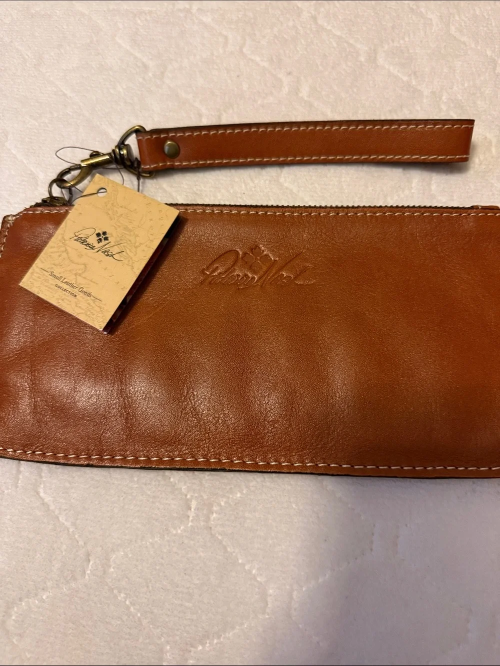 Patricia Nash Tan Leather Wristlet Clutch